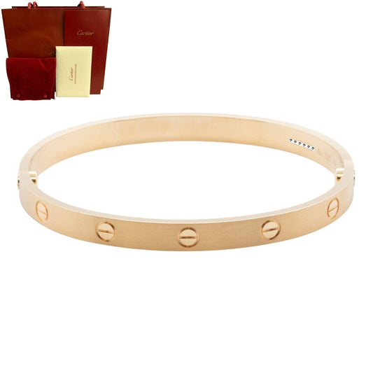 2024 NEW STYLE Cartier Love BRUSHED 18k Yellow Gold Bracelet SZ 19 BAG BOX CERT