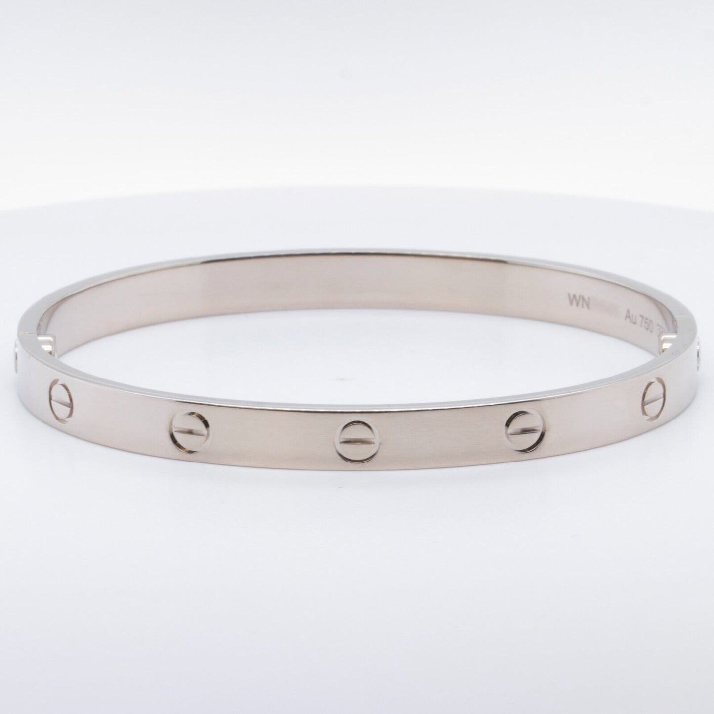 2023 NEW STYLE Cartier Love 18k White Gold Bangle Bracelet Size 19 BOX & CERT
