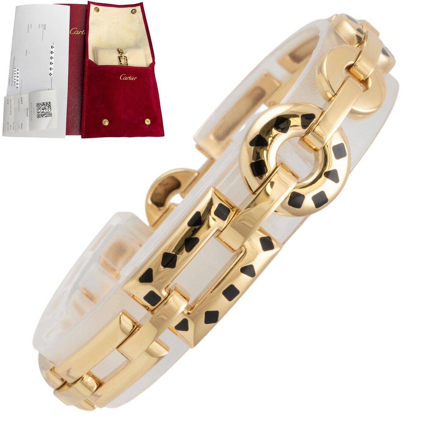 Cartier Panthere Pelage 18k Yellow Gold Black Enamel Bracelet POUCH & PAPERWORK