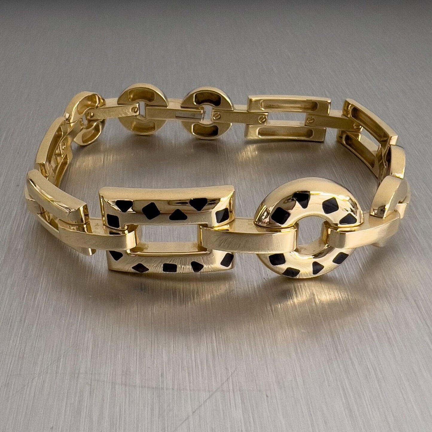 Cartier Panthere Pelage 18k Yellow Gold Black Enamel Bracelet POUCH & PAPERWORK