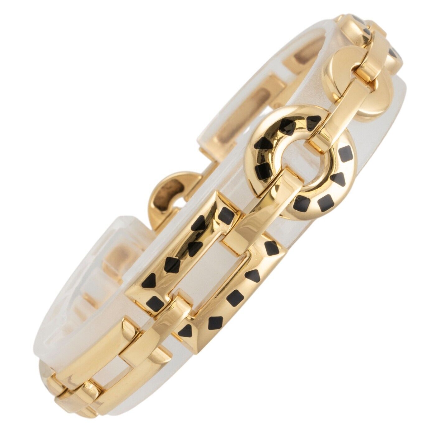 Cartier Panthere Pelage 18k Yellow Gold Black Enamel Bracelet POUCH & PAPERWORK