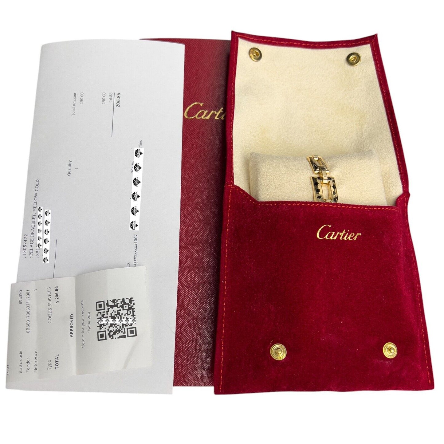 Cartier Panthere Pelage 18k Yellow Gold Black Enamel Bracelet POUCH & PAPERWORK