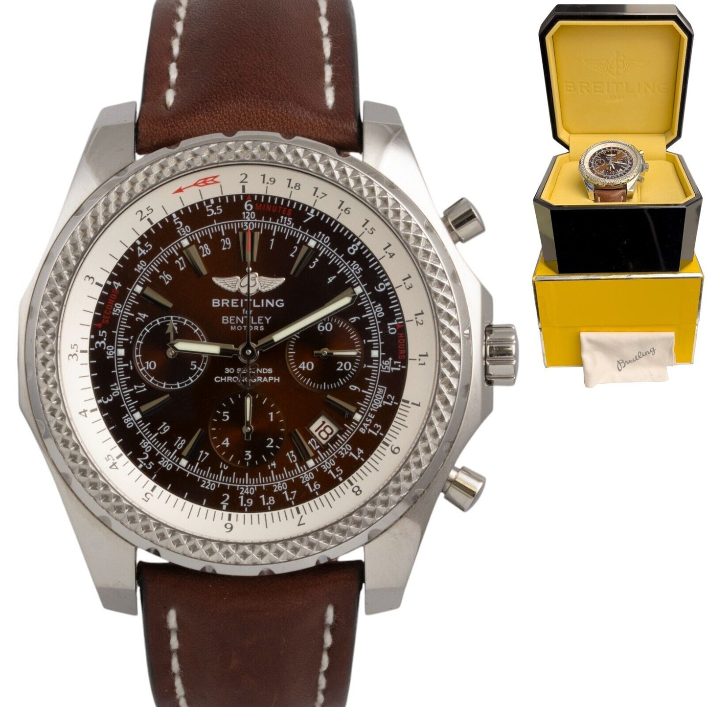 Breitling for Bentley Motors Stainless Steel Bronze Dial 48mm Watch A25362 BOX