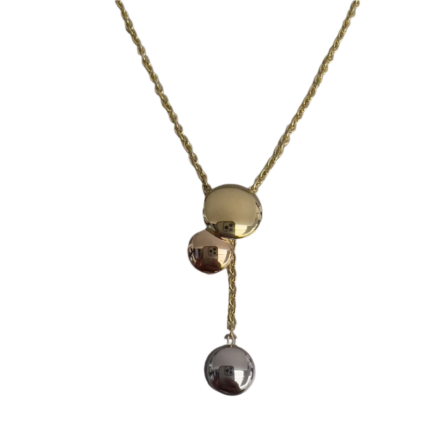 Cartier Sweet Trinity 18k Tritone Yellow White Rose Gold Three Disc Necklace 16"