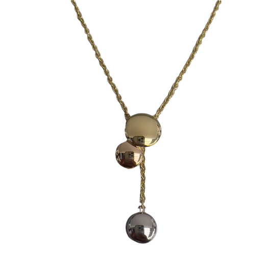 Cartier Sweet Trinity 18k Tritone Yellow White Rose Gold Three Disc Necklace 16"