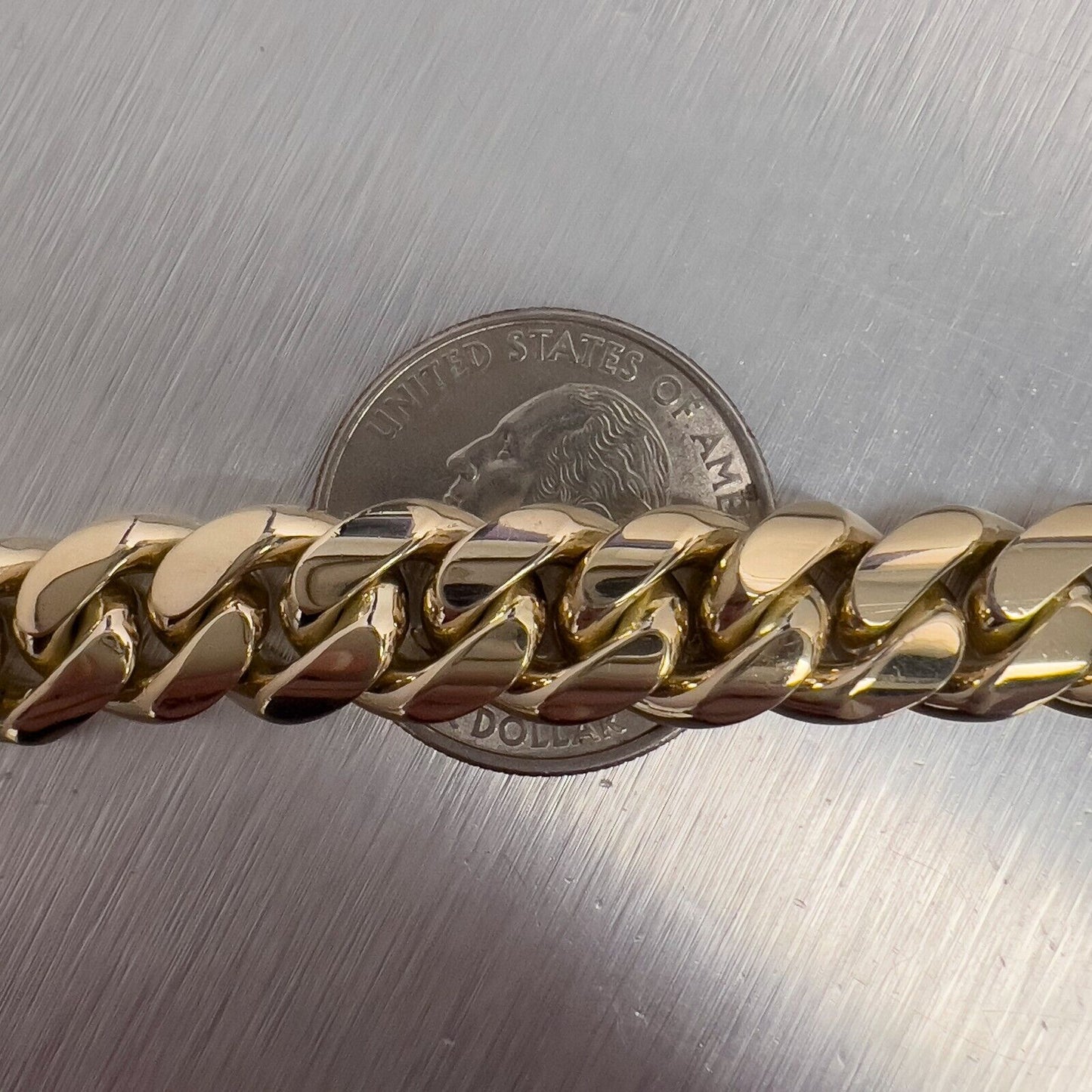 14k Yellow Gold Miami Cuban Link Diamond ID Plate Bracelet 1.50ctw G VS 8" 76.4g