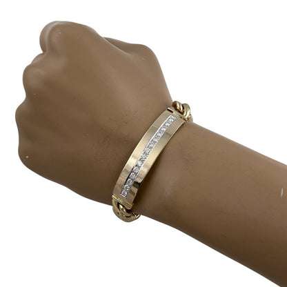 14k Yellow Gold Miami Cuban Link Diamond ID Plate Bracelet 1.50ctw G VS 8" 76.4g