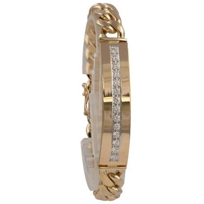 14k Yellow Gold Miami Cuban Link Diamond ID Plate Bracelet 1.50ctw G VS 8" 76.4g