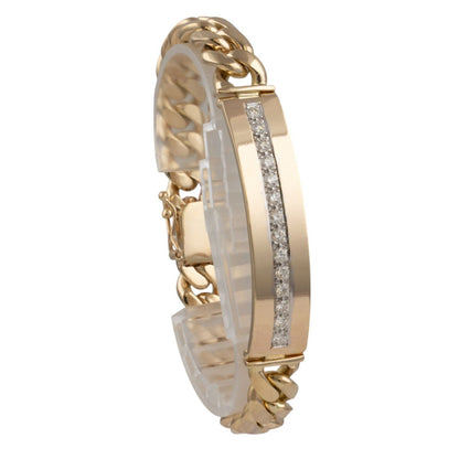 14k Yellow Gold Miami Cuban Link Diamond ID Plate Bracelet 1.50ctw G VS 8" 76.4g