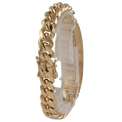 14k Yellow Gold Miami Cuban Link Diamond ID Plate Bracelet 1.50ctw G VS 8" 76.4g