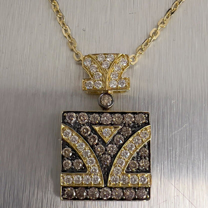 Levian Signature Logo 18k Yellow Gold Chocolate Diamond Pendant 1AR Necklace 16"