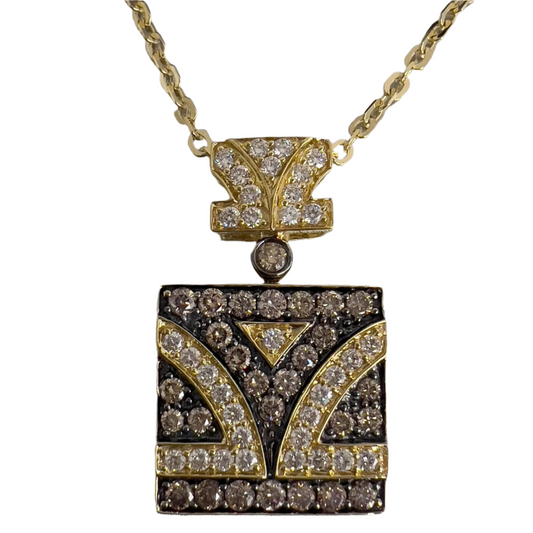 Levian Signature Logo 18k Yellow Gold Chocolate Diamond Pendant 1AR Necklace 16"