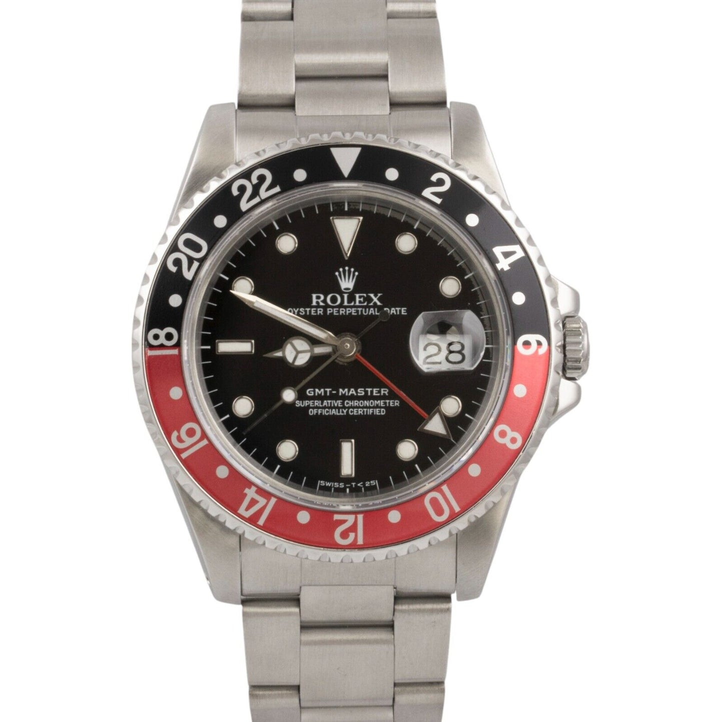 1989 Rolex GMT-Master II COKE Red Black Stainless Steel 40mm Watch 16700