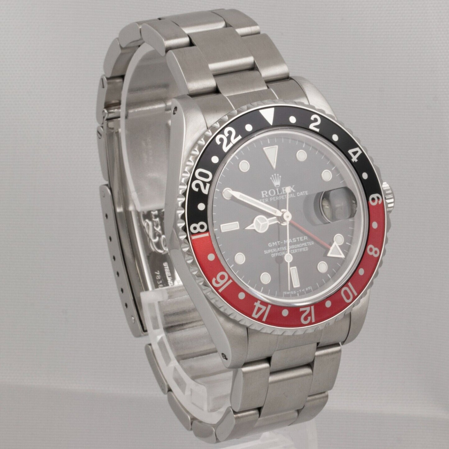 1989 Rolex GMT-Master II COKE Red Black Stainless Steel 40mm Watch 16700