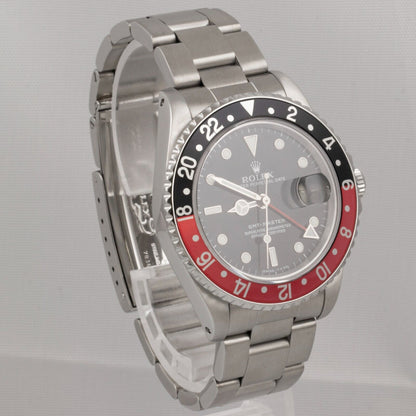 1989 Rolex GMT-Master II COKE Red Black Stainless Steel 40mm Watch 16700