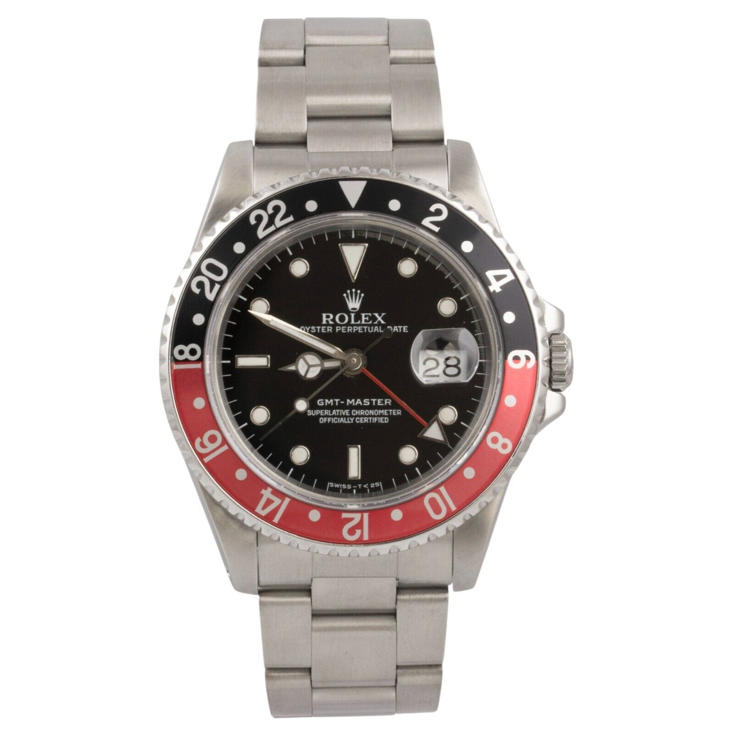 1989 Rolex GMT-Master II COKE Red Black Stainless Steel 40mm Watch 16700