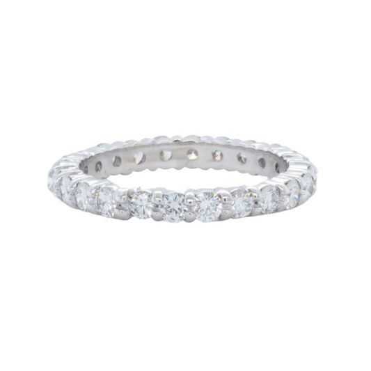 Platinum 950 24 Stone 1.64ctw Diamond Eternity Band G VS Ring Size 6.25