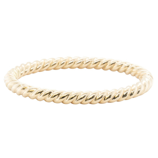 14k Yellow Gold Twisted Rope Hinged Bangle 6.25mm Wide Bracelet Size 6.5" ITALY