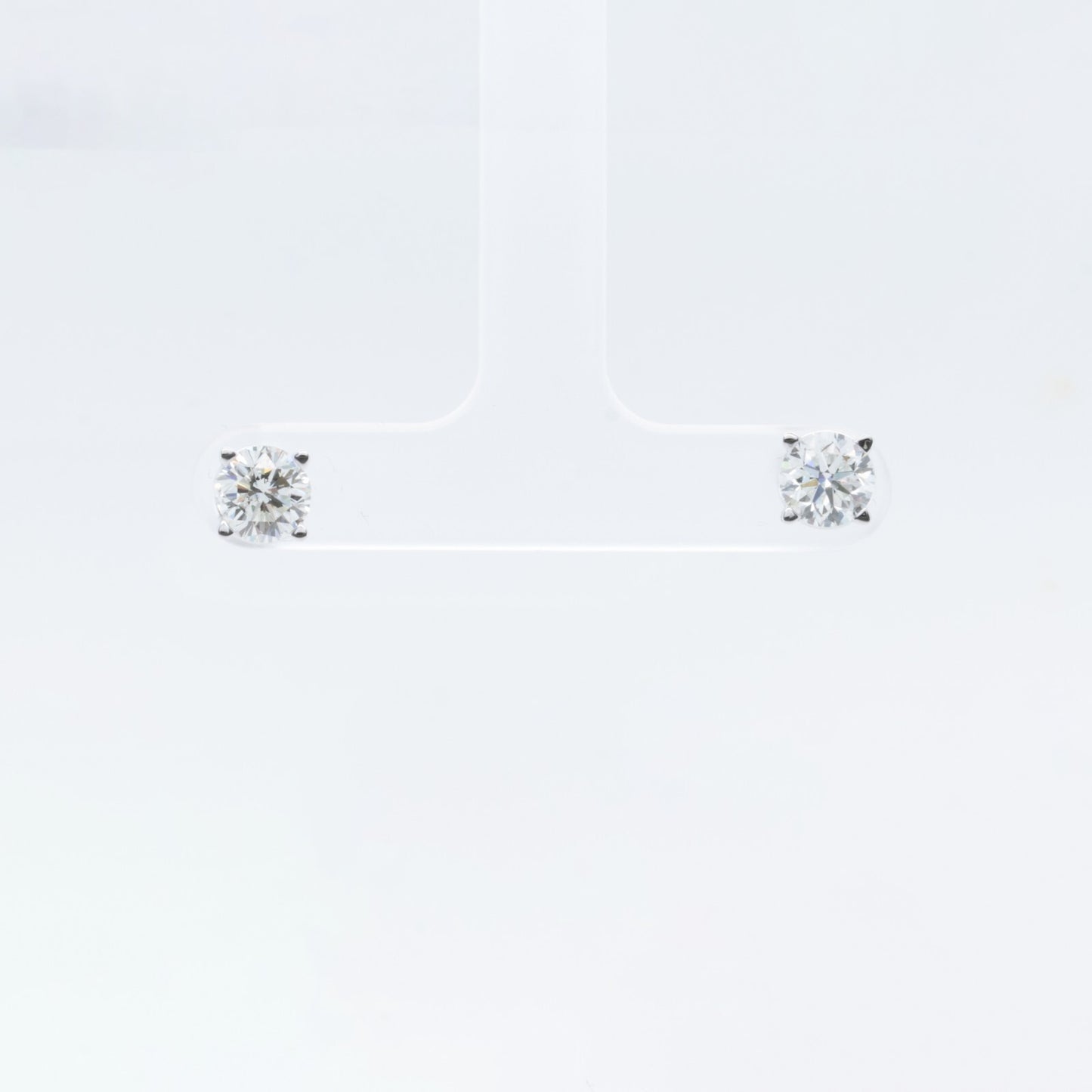 14k White Gold Round GIA Diamond Basket Stud Earrings 1.91ctw I / K SI2