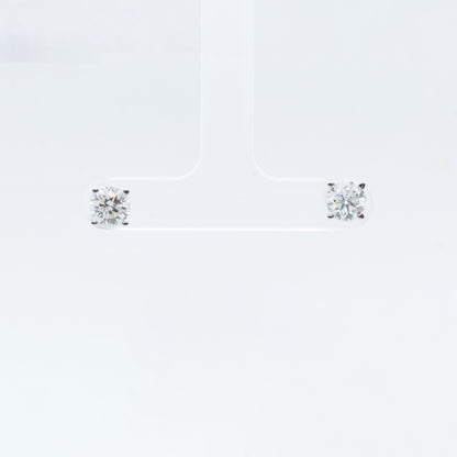 14k White Gold Round GIA Diamond Basket Stud Earrings 1.91ctw I / K SI2