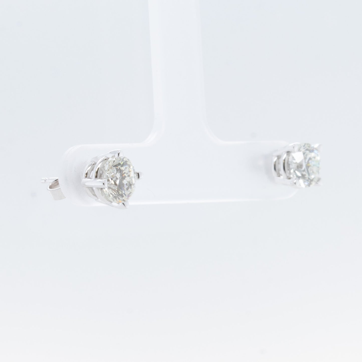 14k White Gold Round GIA Diamond Basket Stud Earrings 1.91ctw I / K SI2