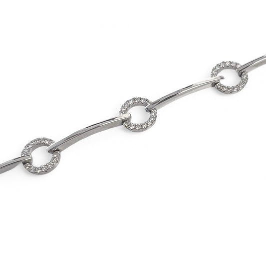 Chimento 18k White Gold Diamond 6 Station Circlet Bar Link Bracelet 1.00ctw G VS