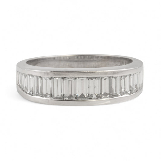 Mens 14k White Gold Straight Baguette Diamond Band 1.90ctw G VS2 Ring Size 10.75
