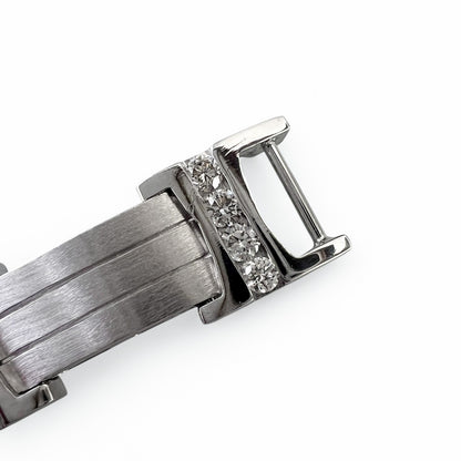 Mens 14k White Gold Diamond Brushed Bar Link Station Bracelet 2.00ctw G VS 8.00"