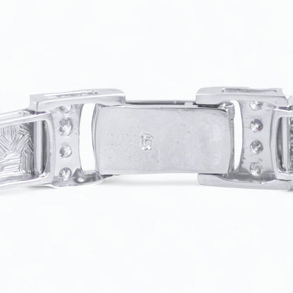 Mens 14k White Gold Diamond Brushed Bar Link Station Bracelet 2.00ctw G VS 8.00"