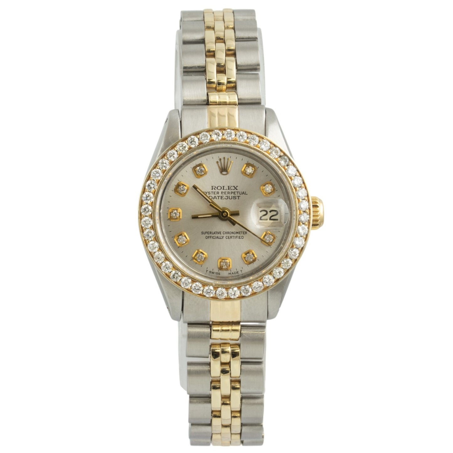 1983 Rolex DateJust 6917 Steel & 18k Silver Diamond Dial Bezel 26mm Ladies Watch