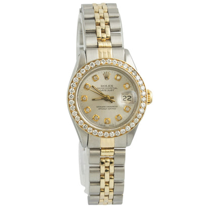 1983 Rolex DateJust 6917 Steel & 18k Silver Diamond Dial Bezel 26mm Ladies Watch