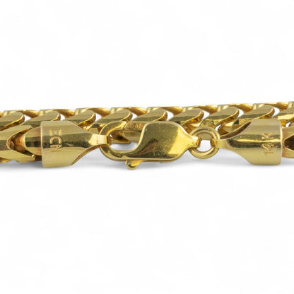 14k Yellow Gold Franco Link 4.80mm Boxy Cuban Chain Necklace 24" 75.9g