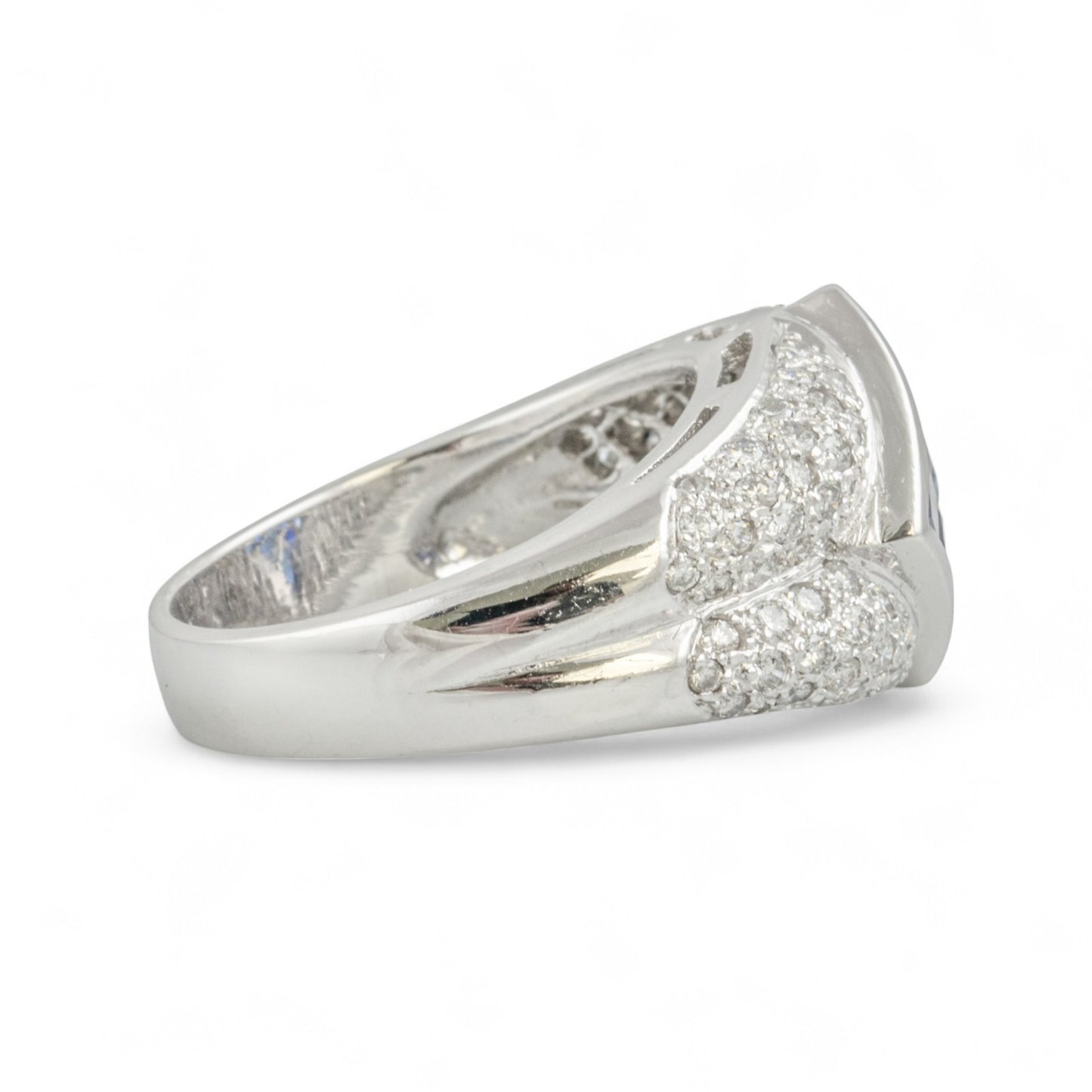 14k White Gold 1.25ctw Princess Sapphire Pave Diamond Ring 0.85ctw G SI1 sz 7.5