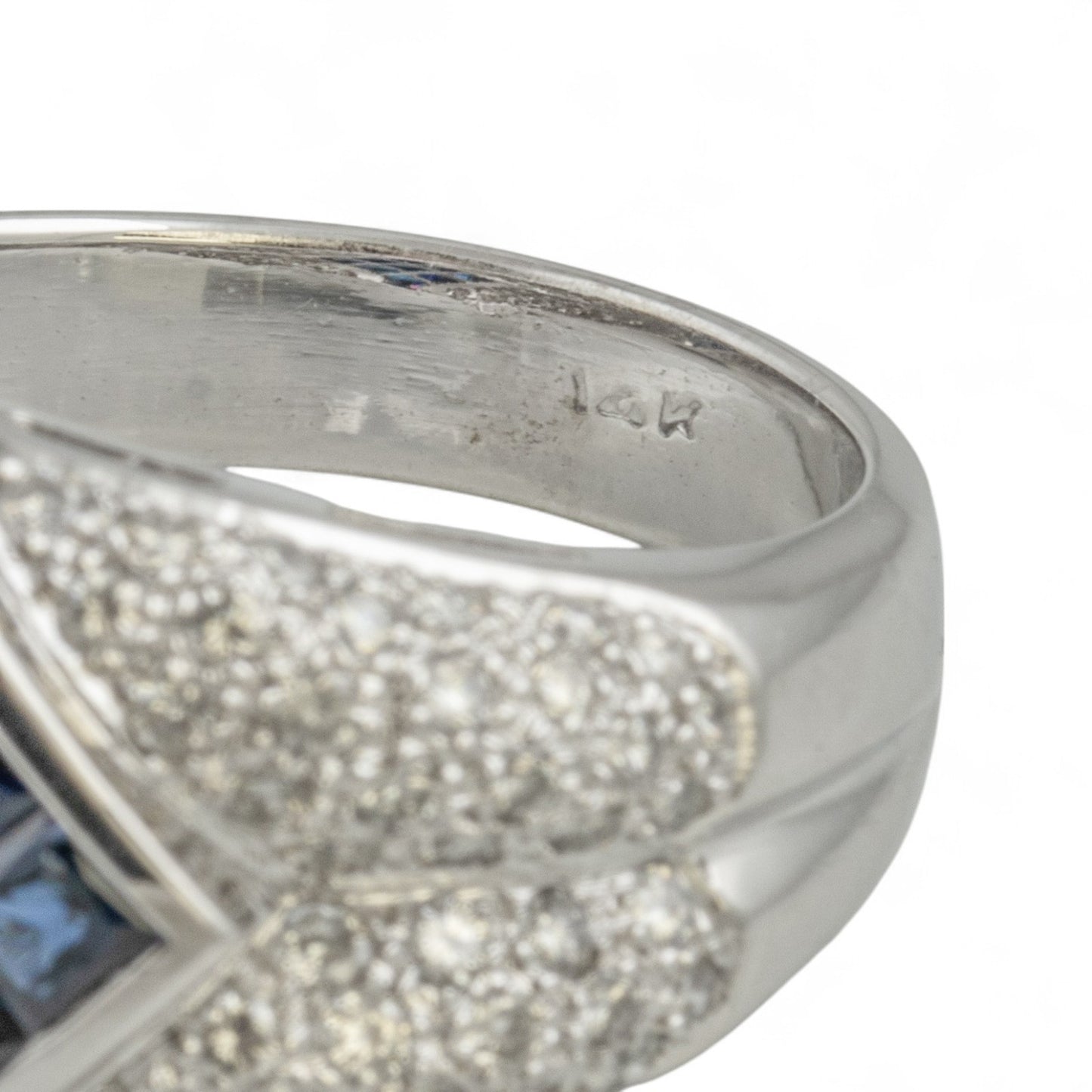 14k White Gold 1.25ctw Princess Sapphire Pave Diamond Ring 0.85ctw G SI1 sz 7.5