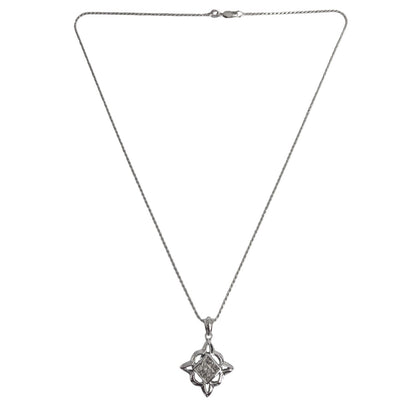 14k White Gold Princess Cut Diamond Invisible Set Pendant Necklace 0.90ctw 18"