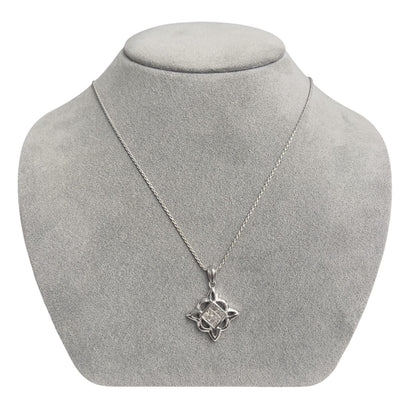 14k White Gold Princess Cut Diamond Invisible Set Pendant Necklace 0.90ctw 18"