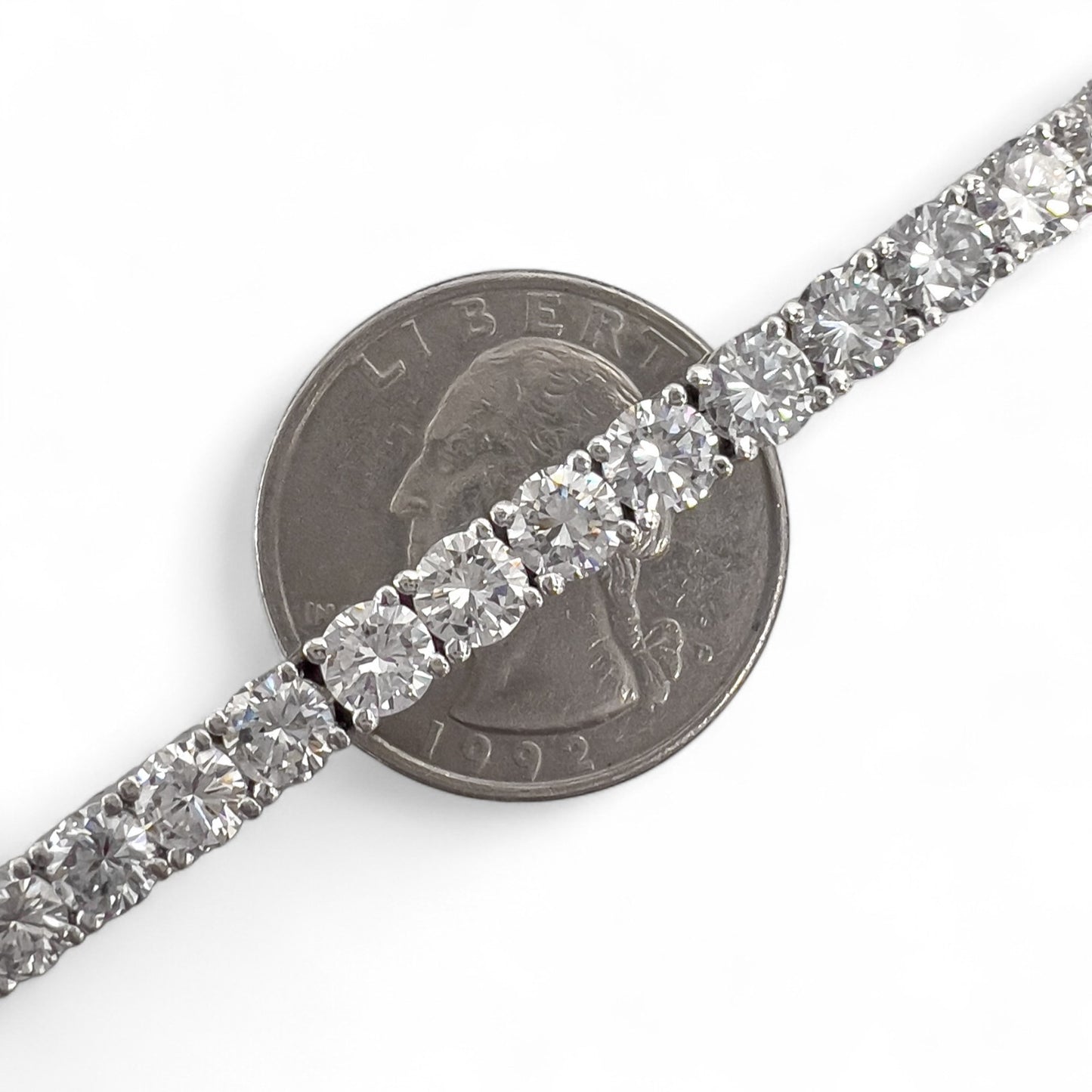 18k White Gold Diamond 38 Stone Tennis Bracelet 16.15ctw F VS1 7.00" 26.4g