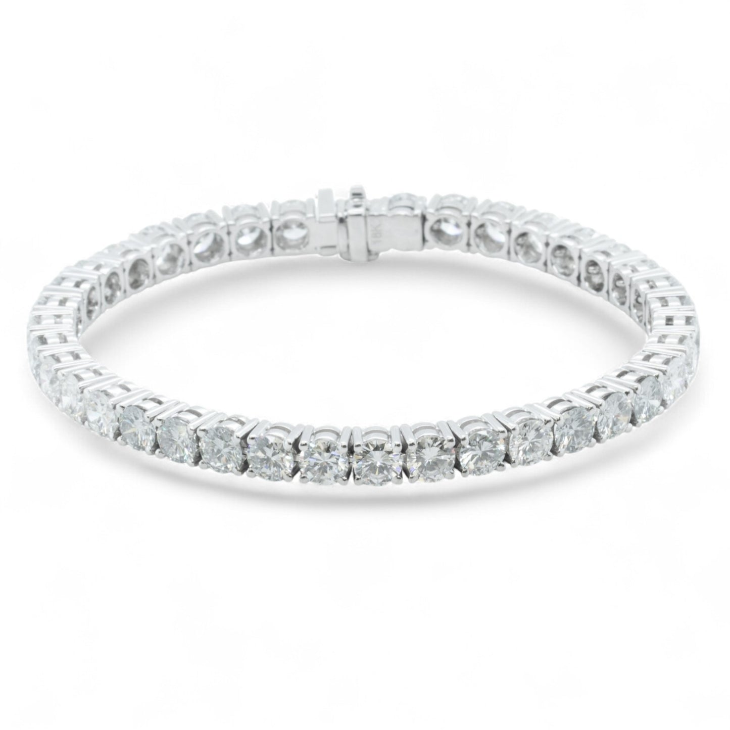18k White Gold Diamond 38 Stone Tennis Bracelet 16.15ctw F VS1 7.00" 26.4g