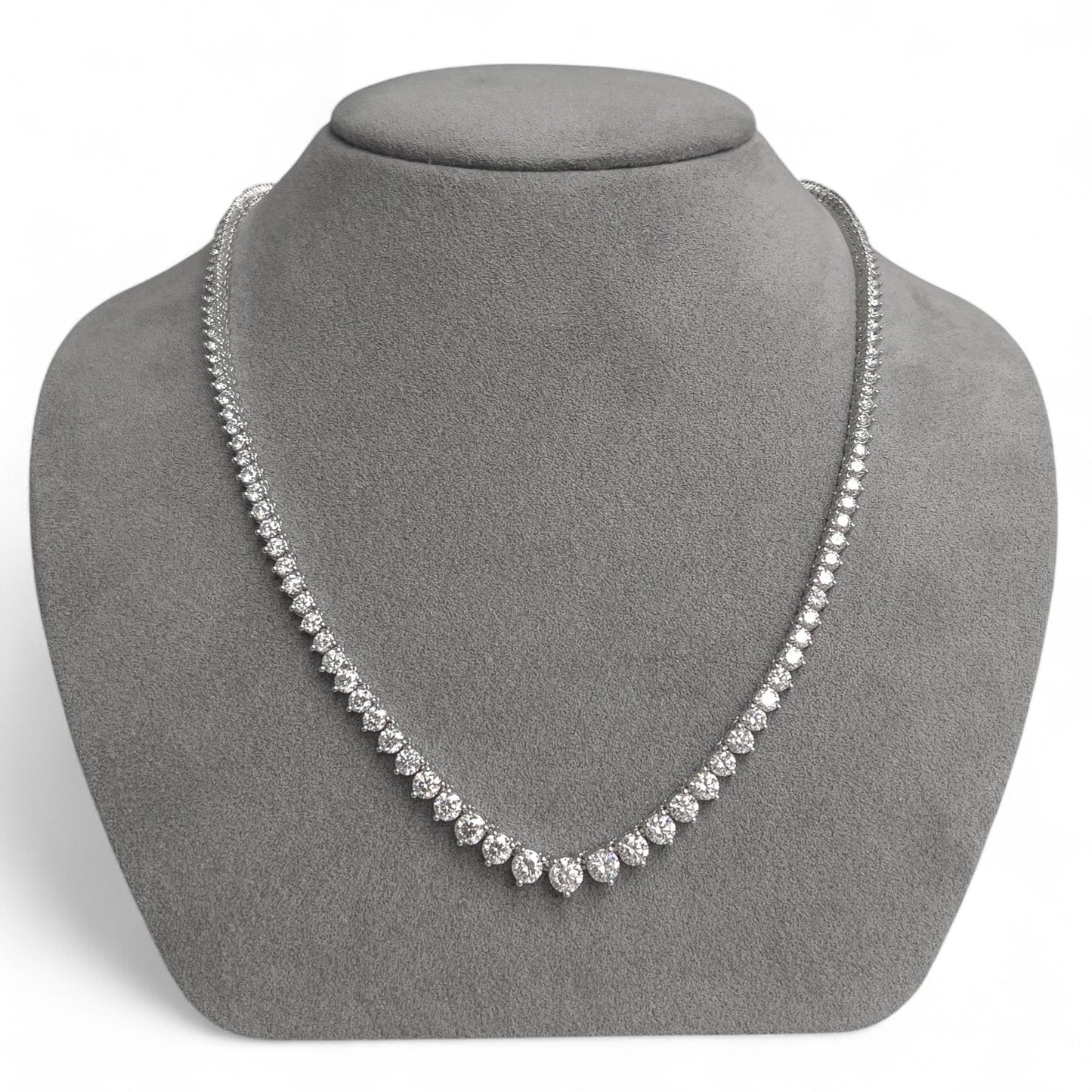 14k White Gold Round Diamond Graduated Tennis Necklace 9.62ctw G VS2-SI1 18"