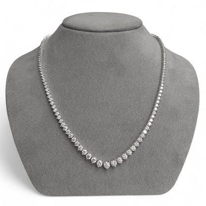 14k White Gold Round Diamond Graduated Tennis Necklace 9.62ctw G VS2-SI1 18"
