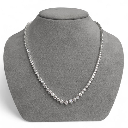 14k White Gold Round Diamond Graduated Tennis Necklace 9.62ctw G VS2-SI1 18"