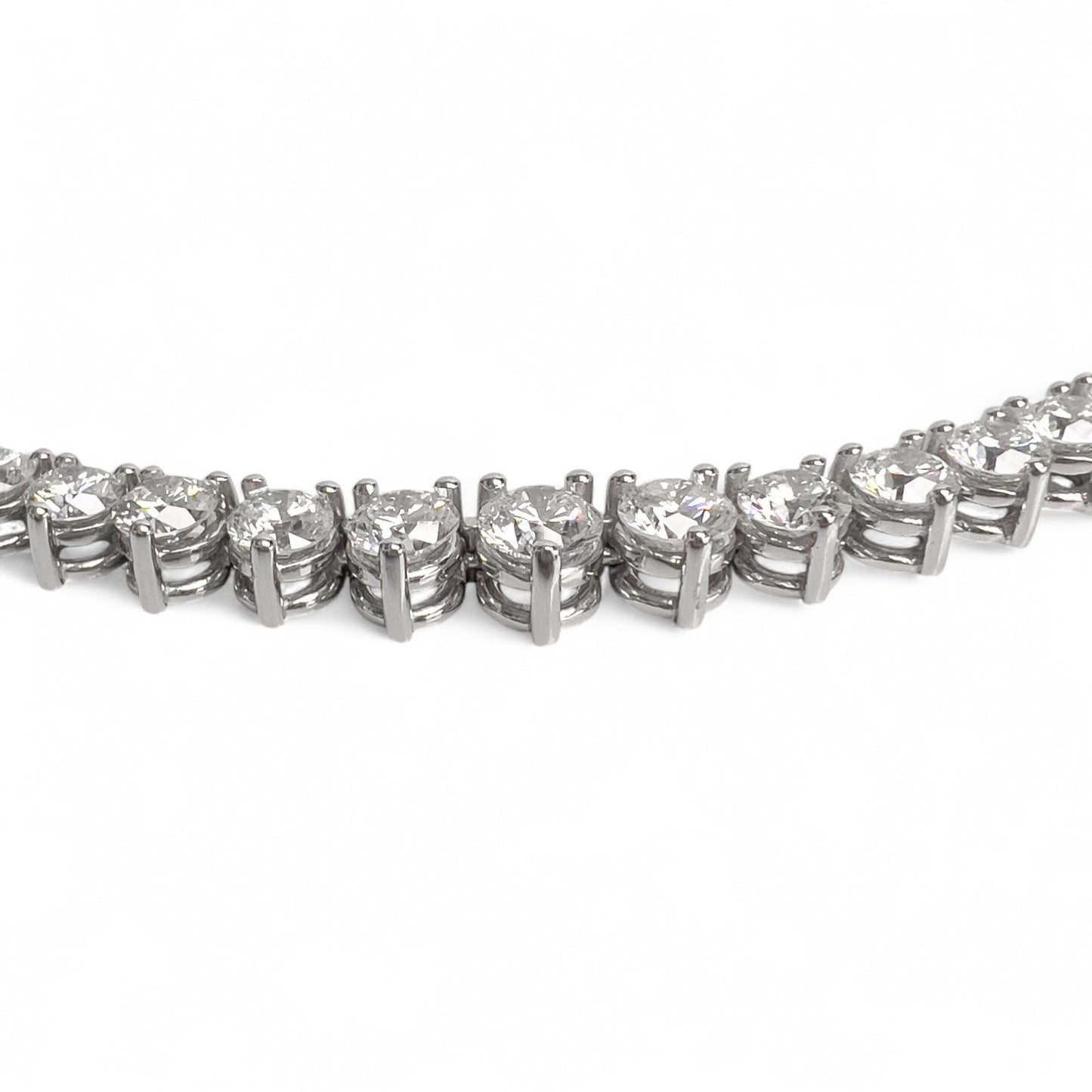 14k White Gold Round Diamond Graduated Tennis Necklace 9.62ctw G VS2-SI1 18"