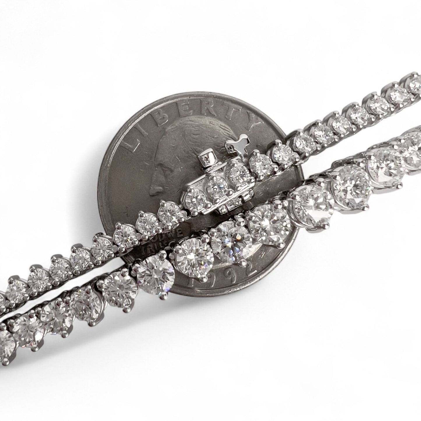 14k White Gold Round Diamond Graduated Tennis Necklace 9.62ctw G VS2-SI1 18"