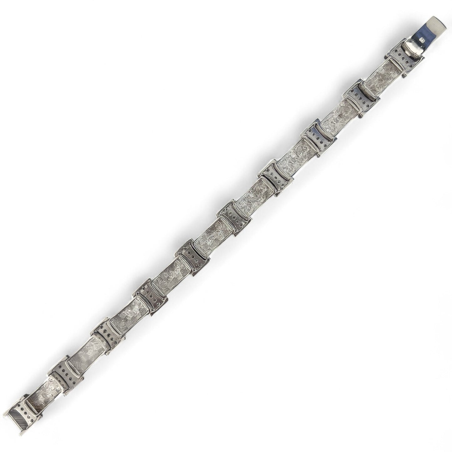 Men's 14k White Gold Diamond Brushed Bar Link Station Bracelet 0.56ctw G-H SI1
