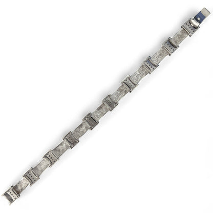 Men's 14k White Gold Diamond Brushed Bar Link Station Bracelet 0.56ctw G-H SI1
