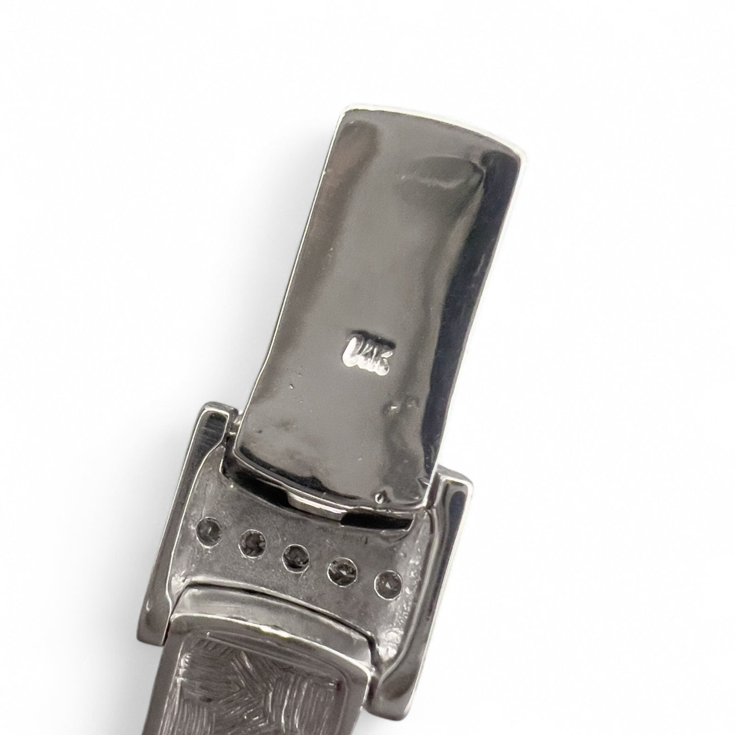 Men's 14k White Gold Diamond Brushed Bar Link Station Bracelet 0.56ctw G-H SI1