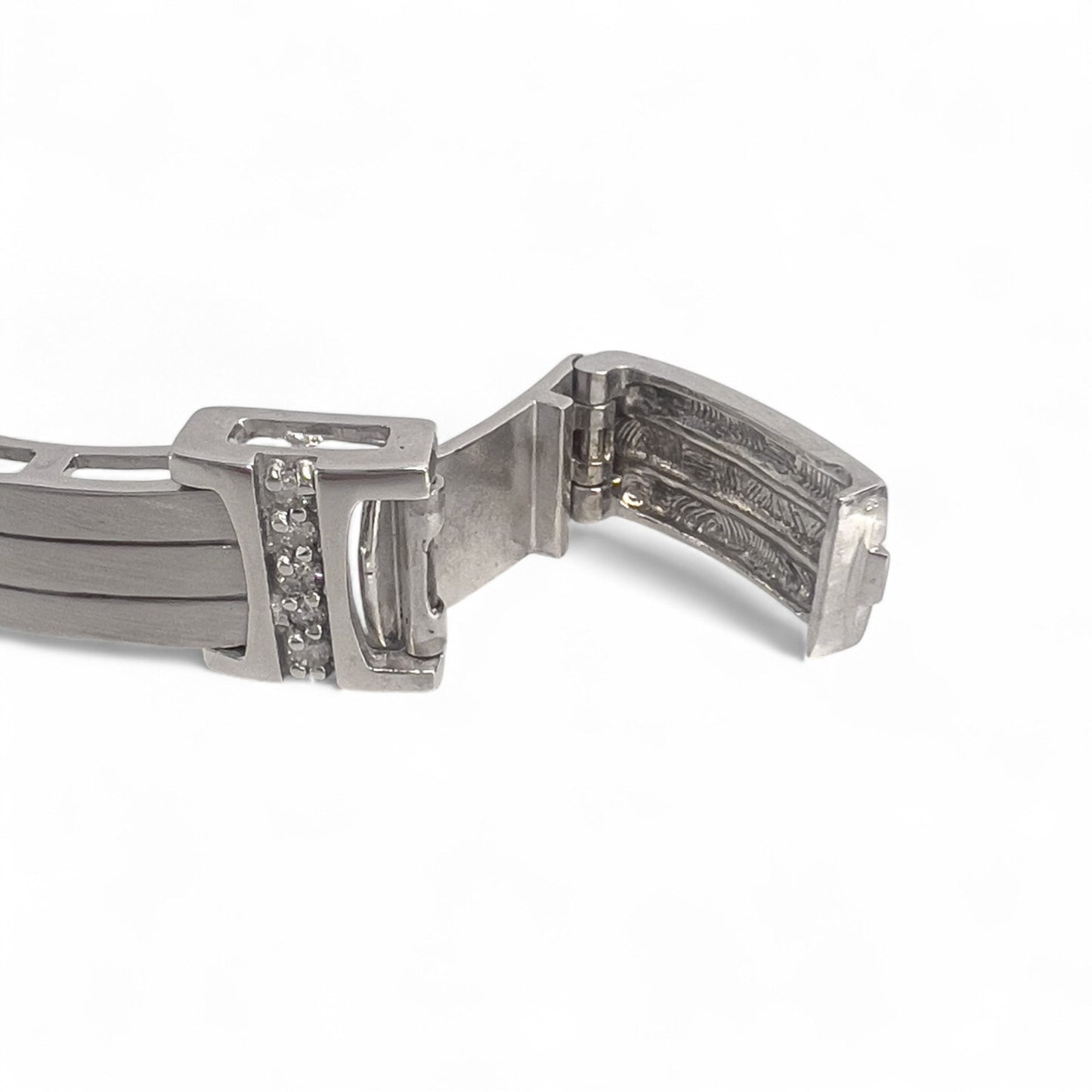Men's 14k White Gold Diamond Brushed Bar Link Station Bracelet 0.56ctw G-H SI1