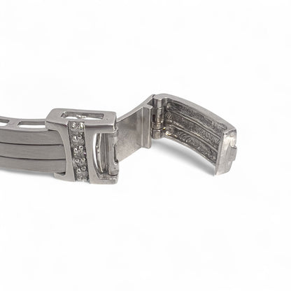 Men's 14k White Gold Diamond Brushed Bar Link Station Bracelet 0.56ctw G-H SI1