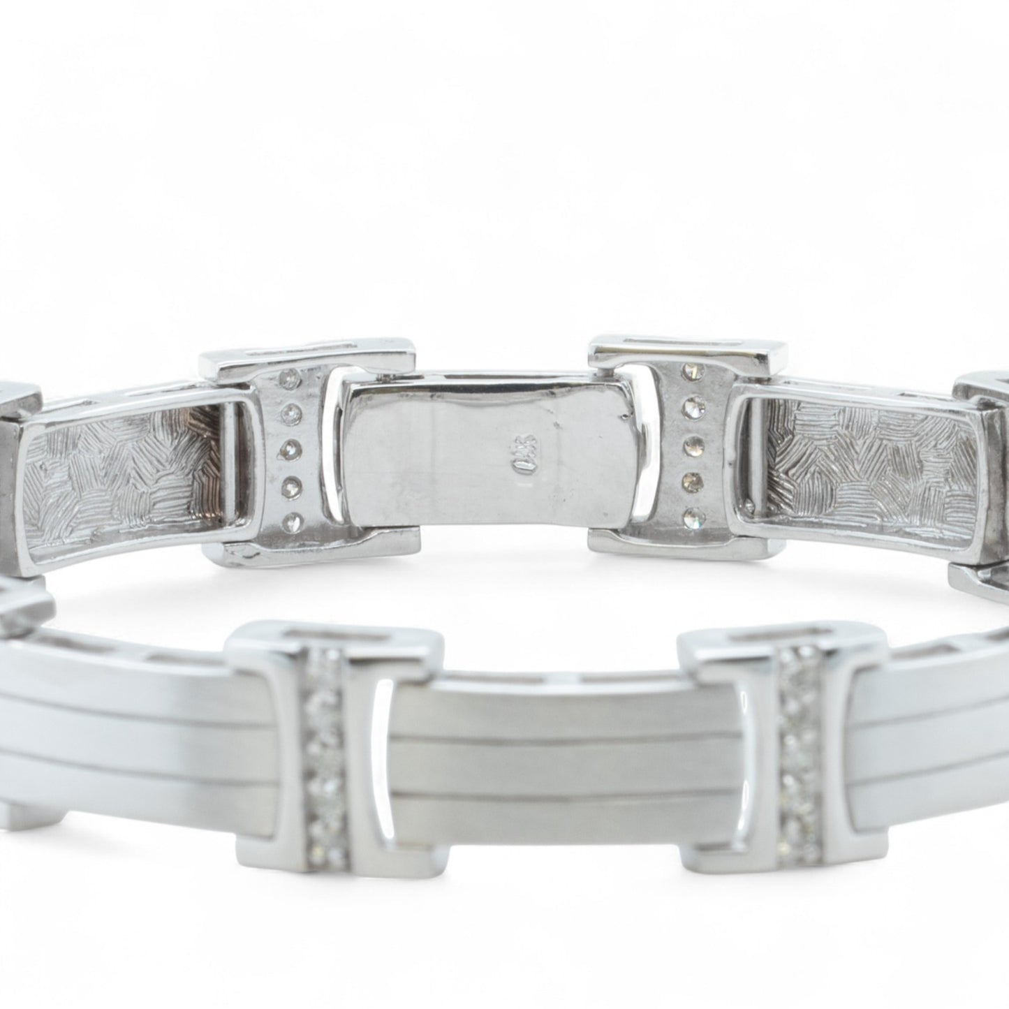 Men's 14k White Gold Diamond Brushed Bar Link Station Bracelet 0.56ctw G-H SI1