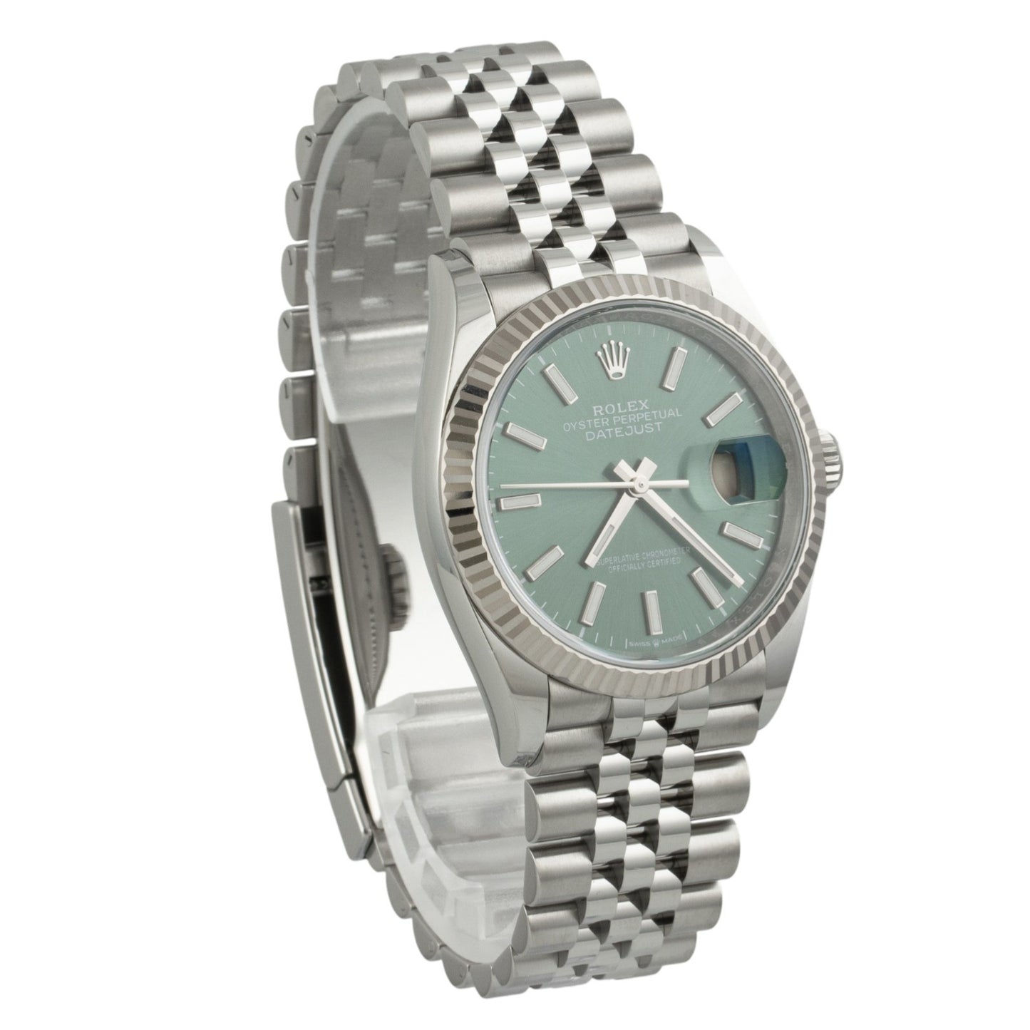 2025 Rolex DateJust 126234 36mm Stainless MINT GREEN Dial JUBILEE BOX + PAPERS